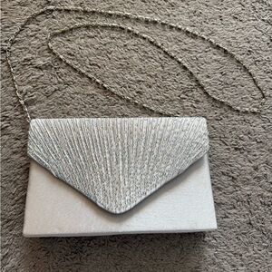 Silver Clutch Purse with Chain